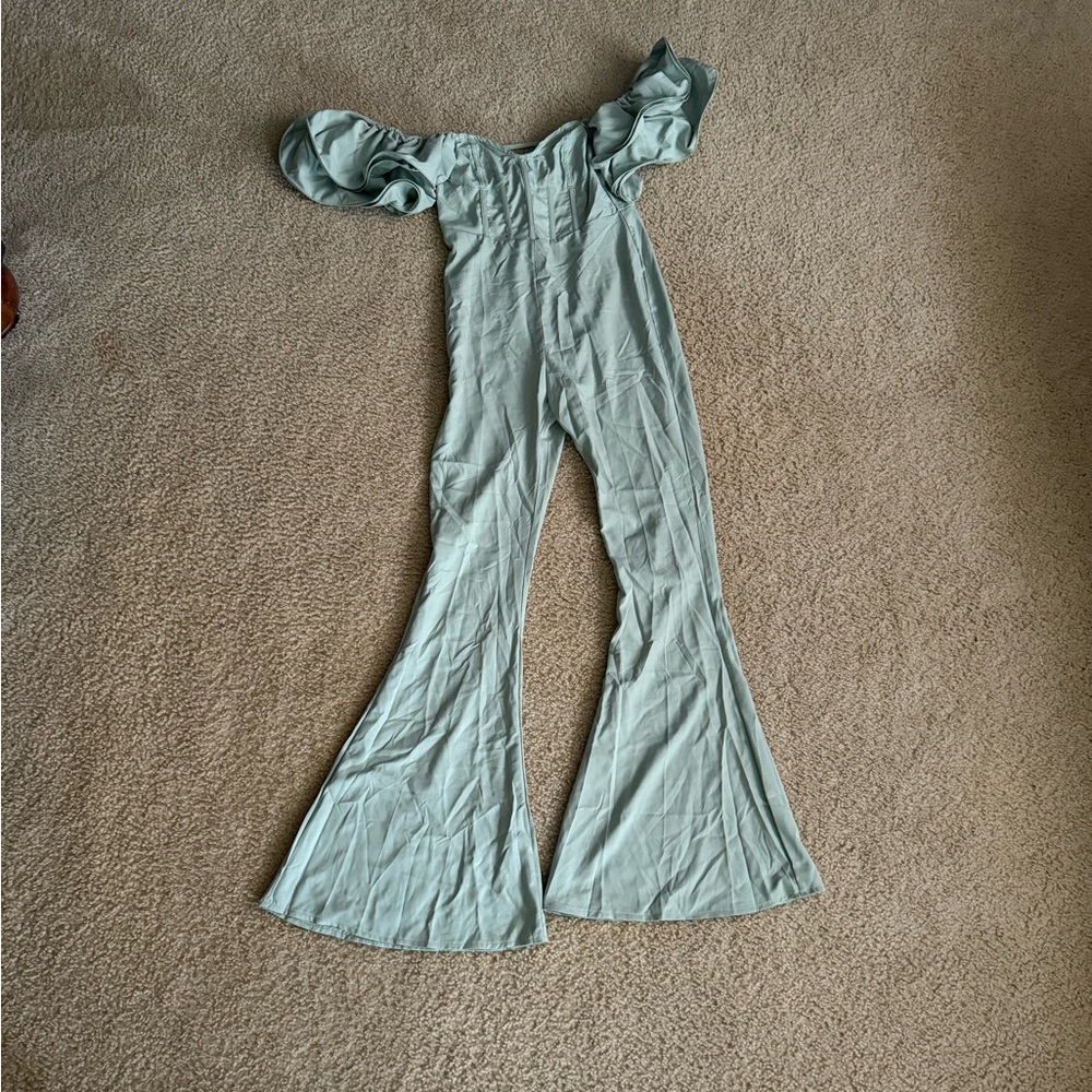 Mint Green Off-Shoulder Jumpsuit